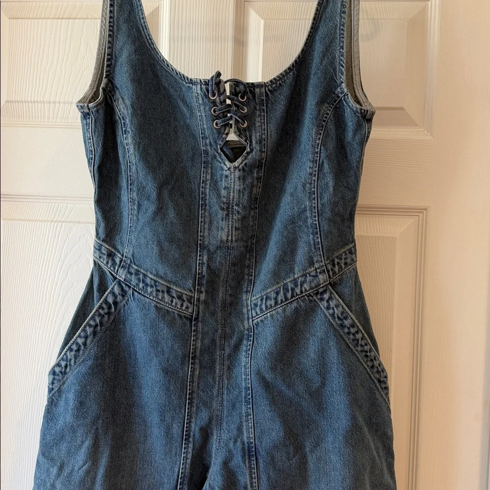We The Free Blue Denim Overalls Sz L.  SEE PICTURES. Box33 - Picture 2 of 6